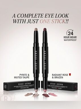 NEW | TWO Bobbi Brown Dual-Ended Long-Wear Eyeshadow Sticks - 24HR Waterproof